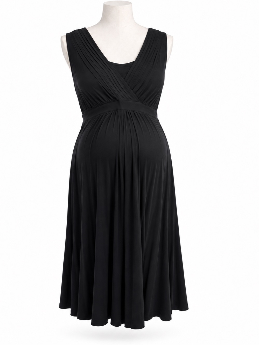 Sleeveless Black Maternity Wrap-Front Dress